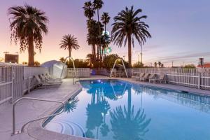 Gila Bend太空时代贝斯特韦斯特酒店的一座拥有棕榈树和水滑梯的游泳池