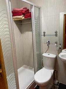 卢克索Oscar Apartment { 5 }的一间带卫生间和淋浴的小浴室