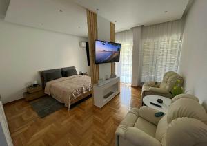 雅典Sea View Studio的客厅配有床和平面电视