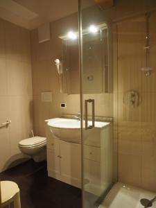 CampestrinResidence Rodolon Appartamenti的浴室配有卫生间、盥洗盆和淋浴。