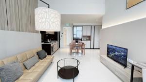 新加坡Moulmein Studios by K&C Serviced Apartment的带沙发和电视的客厅