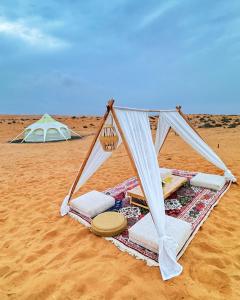 BadīyahSafari Infinity Camp的沙滩上的帐篷