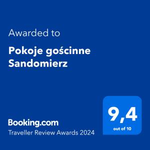 桑多梅日Pokoje gościnne Sandomierz的蓝色的屏幕,文字被授予了“生物问卷”sammber