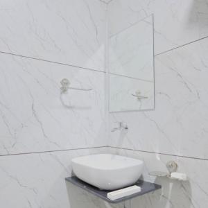 拉杰果德Hotel Royal Elite的白色的浴室设有水槽和镜子