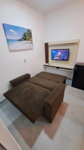 马拉戈日Flats Praia Dourada的带沙发和平面电视的客厅