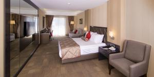 伊兹密尔斯瓦林酒店的配有一张床和一把椅子的酒店客房