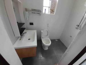 KakamegaZen House的白色的浴室设有卫生间和水槽。