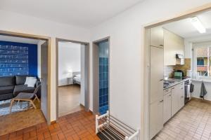 苏黎世Charming Apartments, Just 27 Minutes to Zurich Center的公寓内设有厨房和客厅。