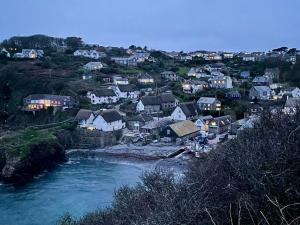 CadgwithCadgwith Cove Inn的河边小山上的一群房子