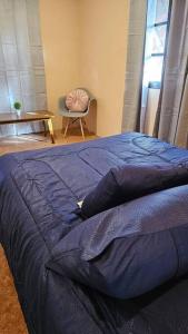 博尔坎Cozy Home的一间卧室配有一张床、一把椅子和一张桌子