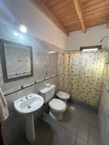 伊瓜苏港Tierra Viva的一间带水槽、卫生间和镜子的浴室