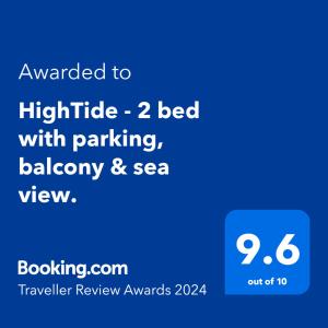 斯沃尼奇HighTide - 2 bed with parking, balcony & sea view.的手机的屏风,文字升级到高崖床,带停车位