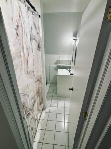 纽瓦克Van Buren Gem 2.0的带淋浴、盥洗盆和卫生间的浴室