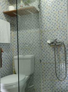 圣地亚哥洛斯卡巴Aparta estudio en santiago #1的一间带卫生间和淋浴的浴室