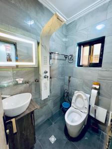 雅温得The Jumeirah Guest Home的浴室配有白色卫生间和盥洗盆。
