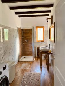 博尔沙Cabana Bogdi的带淋浴和盥洗盆的浴室