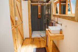 De DoornsAfriCamps at Karoo 1的浴室配有水槽和淋浴。
