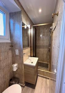 芒通Menton Ciapetta的一间带水槽和淋浴的浴室