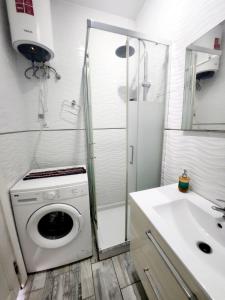 洛斯克里斯蒂亚诺斯Laika的一间带洗衣机和水槽的浴室