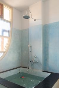 斋浦尔Rajan House的带浴缸和淋浴的浴室