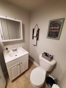 列克星敦Andrea Abode的浴室配有白色卫生间和盥洗盆。