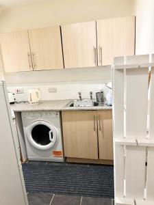 爱丁堡C&E Apartment的厨房配有洗衣机和水槽
