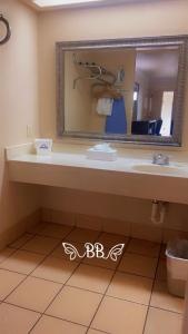 Elmendorf布朗宁湖戴斯套房酒店的一间带水槽和镜子的浴室