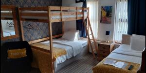 巴利卡斯尔卡内特利住宿加早餐旅馆的一间卧室设有两张双层床和梯子