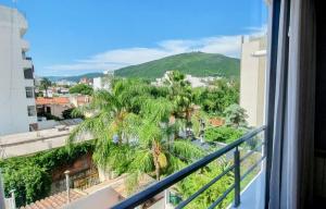萨尔塔Caseros Suite!! Hermoso Apart en Corredor turistico de Salta!!的从阳台可欣赏到棕榈树的景色