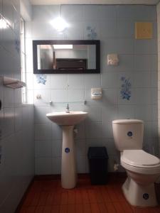波哥大Hostal Norma101的一间带水槽和卫生间的浴室