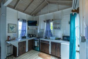 Crab HillThe Ti-Kaye Oasis的厨房配有炉灶和台面