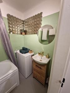 热舒夫Sienkiewicza apartament MULTI HOUSE的一间带水槽、卫生间和镜子的浴室