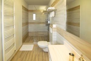 瑟彭察La Conacul Vesel的一间带卫生间和淋浴的浴室