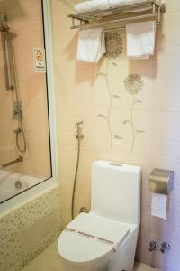 马累ZAN Lodge的一间带卫生间和淋浴的浴室