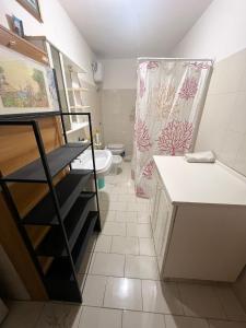 日帕特尼纳Villa Angelina holidays的一间带水槽、卫生间和淋浴的浴室