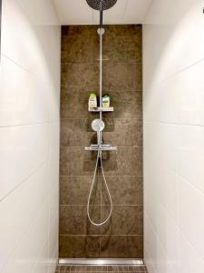 汉科Regatta Seaside Suite in Hanko的浴室内配有淋浴和头顶淋浴