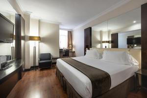 格拉纳达萨雷酒店的酒店客房设有一张大床和一台电视。