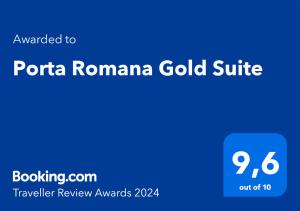 米兰Porta Romana Gold Suite的蓝色标志,带单词门户罗马金色套房