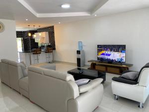 恩多拉Swiss Luxury Apartments的带沙发和平面电视的客厅