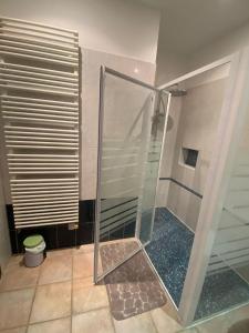 滨海圣西尔B&B Sita chambres d'hotes的浴室里设有玻璃门淋浴