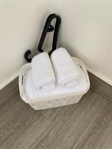 LuisiLuckysmallie_villa的一个带毛巾的篮子,放在房间角落