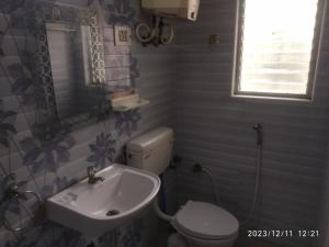 钦奈Royale Seaward Service Apartments的一间带卫生间和水槽的小浴室