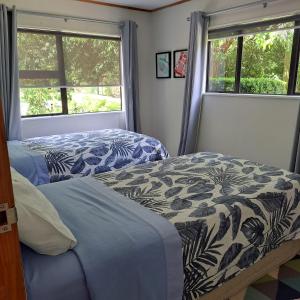 陶波The Homestead的一间卧室设有两张床和两个窗户。