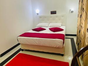 丹不拉Laaya Neem Dambulla的一间卧室配有一张带两个枕头的床
