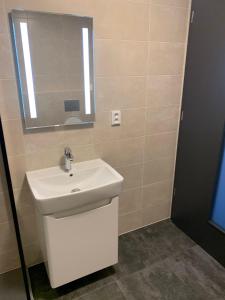 卡什佩尔斯凯霍里Apartmán Mavis的浴室设有白色水槽和镜子