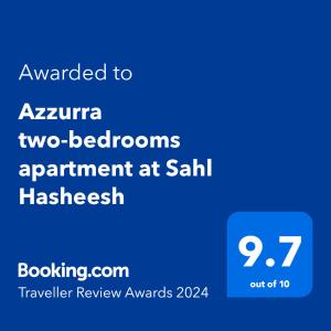 Azzurra two-bedrooms apartment at Sahl Hasheesh的证书、奖牌、标识或其他文件