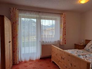 PankrazbergApartment in Fügenberg/Zillertal 727的一间卧室设有一张床和一个大窗户