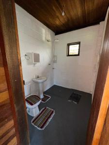 圣弗朗西斯科泽维尔Paraíso da serra的一间带卫生间和水槽的小浴室