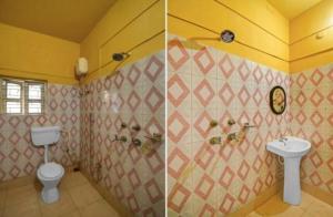 kolkataGoroomgo Salt Lake Palace Kolkata - Fully Air Conditioned & Parking Facilities的浴室的两张照片,配有卫生间和水槽
