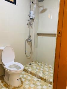 BurgosVilla Malinao Oceanview Resort - Deluxe bungalow的一间带卫生间和淋浴的浴室